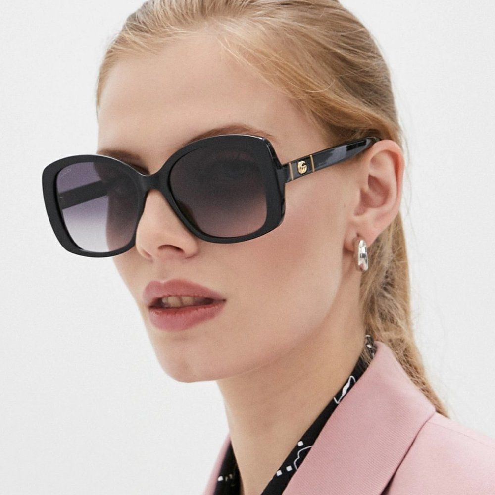 Brand NEW Gucci GG0762S 001 Black Gray Gradient Square Women Sunglasses - Picture 3 of 13